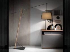 Lampadaire En Noir Et Bois De Chêne -EGLO || BRILLIANT || Trio Soldes Boutique 6d2e86303ab649228cccf4207e7d1430