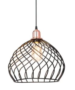 Suspension Bognor E27 Noir / Cuivre